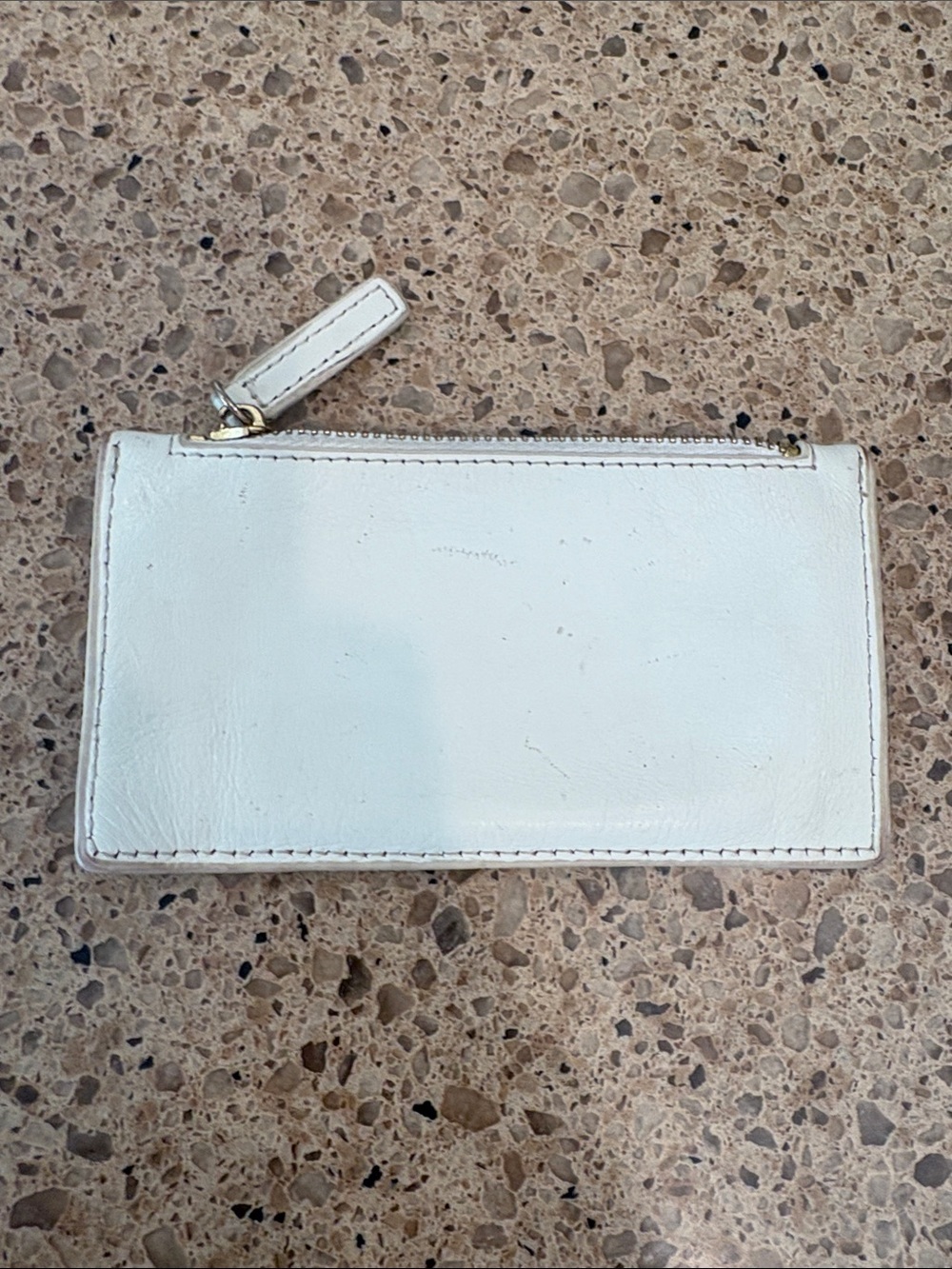 White Leather Zip Wallet - Minimal Women's Wallet